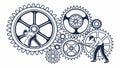 Person working with gears, technology and mechanics concept, vector design Generative AI Royalty Free Stock Photo