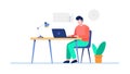 Person Working on Laptop at Home Desk Simple Vector, vector design Generative AI Royalty Free Stock Photo