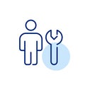 Person and wrench. Website maintenance and trouble-shooting. Digital engineering and customization. Pixel perfect icon