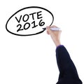 Person write a text of vote 2016 Royalty Free Stock Photo
