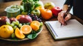 a person writes a meal plan with vegetables. Generative AI