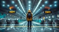 Person in Yellow Jacket in Subway Station