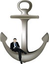 Distinguished person sitting over a navigation anchor Royalty Free Stock Photo