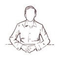 A personable man in a shirt sketch hand drawn vector illustration