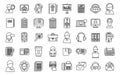 Personal assistant icons set outline vector. Voice listen