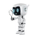 Personal assistant robot with magnifying glass Royalty Free Stock Photo