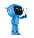 Personal assistant robot with magnifying glass Royalty Free Stock Photo