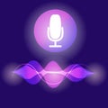 Personal assistant and voice recognition concept flat illustration of sound symbol intelligent technologies. Microphone Royalty Free Stock Photo