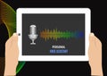 Personal assistant and voice recognition concept. Vector illustration Royalty Free Stock Photo