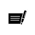 Personal Bank Money Check with Pen Flat Vector Icon Royalty Free Stock Photo