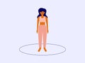 Personal boundaries or social distancing concept with woman standing inside drawn circle