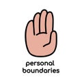 Personal boundary. The limit line as a protection of personal space. vector illustration. concept of social distance vector