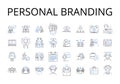 Personal branding line icons collection. Online presence, Image management, Identity creation, Self-marketing