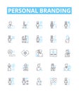 Personal branding vector line icons set. Self-promotion, Networking, Reputation, Identity, Image, Profile, Value
