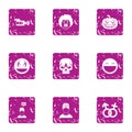 Personal choice icons set, grunge style