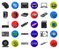 Personal computer black,flat icons in set collection for design. Equipment and accessories vector symbol stock web Royalty Free Stock Photo