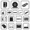 Personal computer black icons in set collection for design. Equipment and accessories vector symbol stock web Royalty Free Stock Photo