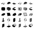 Personal computer black.mono icons in set collection for design. Equipment and accessories vector symbol stock web Royalty Free Stock Photo