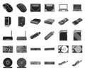 Personal computer black,monochrome icons in set collection for design. Equipment and accessories vector symbol stock web Royalty Free Stock Photo