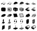 Personal computer black,monochrome icons in set collection for design. Equipment and accessories vector symbol stock web Royalty Free Stock Photo