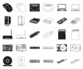 Personal computer black,outline icons in set collection for design. Equipment and accessories vector symbol stock web Royalty Free Stock Photo