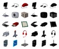 Personal computer cartoon,black icons in set collection for design. Equipment and accessories vector symbol stock web Royalty Free Stock Photo