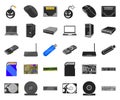 Personal computer cartoon,black icons in set collection for design. Equipment and accessories vector symbol stock web Royalty Free Stock Photo