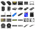 Personal computer cartoon,black icons in set collection for design. Equipment and accessories vector symbol stock web Royalty Free Stock Photo