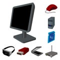 Personal computer cartoon icons in set collection for design. Equipment and accessories vector symbol stock web Royalty Free Stock Photo