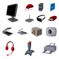 Personal computer cartoon icons in set collection for design. Equipment and accessories vector symbol stock web Royalty Free Stock Photo