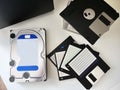 Personal computer hard drive for storing media and other data.  Details and Royalty Free Stock Photo