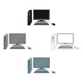 Personal computer icon in cartoon,black style isolated on white background. Office furniture and interior symbol stock Royalty Free Stock Photo