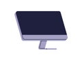 Personal computer screen, black blank empty display. Desktop PC on stand. Workplace gadget, digital electronic device