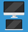 Personal computer screen and laptop flat design