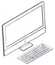 Personal Computer Sketch, Monitor and Keyboard Royalty Free Stock Photo
