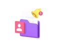 Personal data archive storage database file notification 3d icon realistic vector illustration