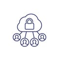 Personal data in cloud, privacy line icon Royalty Free Stock Photo