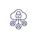 Personal data in cloud and privacy line icon