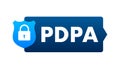 Personal data protection act - PDPA. Secure data. Shield icon. Vector stock illustration.
