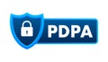 Personal data protection act - PDPA. Secure data. Shield icon. Vector stock illustration.