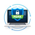 Personal data protection act - PDPA. Secure data. Shield icon. Vector stock illustration.