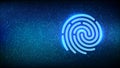 Personal data protection. Biometrics identification. Cyber security. Password control. Private secure safety. Fingerprint icon on
