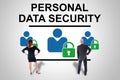 Personal data security concept watched by business people Royalty Free Stock Photo