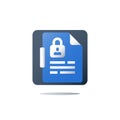 Privacy policy, personal data security, GDPR concept, vector icon
