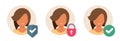 Personal data shield security icon vector graphic, flat user account locked permission, privacy private cyber digital identity