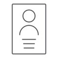 Personal data thin line icon, file and information, document sign, vector graphics, a linear pattern on a white