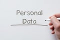 Personal data written on whiteboard Royalty Free Stock Photo