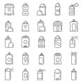 Personal deodorant icons set, outline style