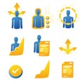 Set of personal development icons focus on results