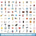 100 personal development icons set, cartoon style Royalty Free Stock Photo